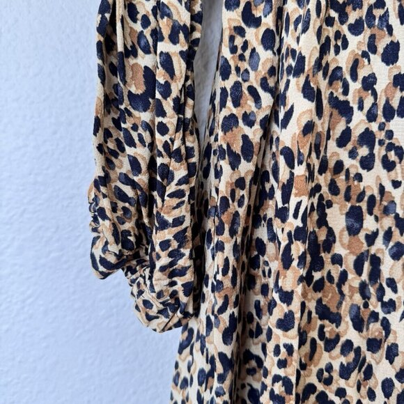 Zara TRF Collection Leopard Print Mini Dress Womens Medium V Neck - Picture 3 of 9